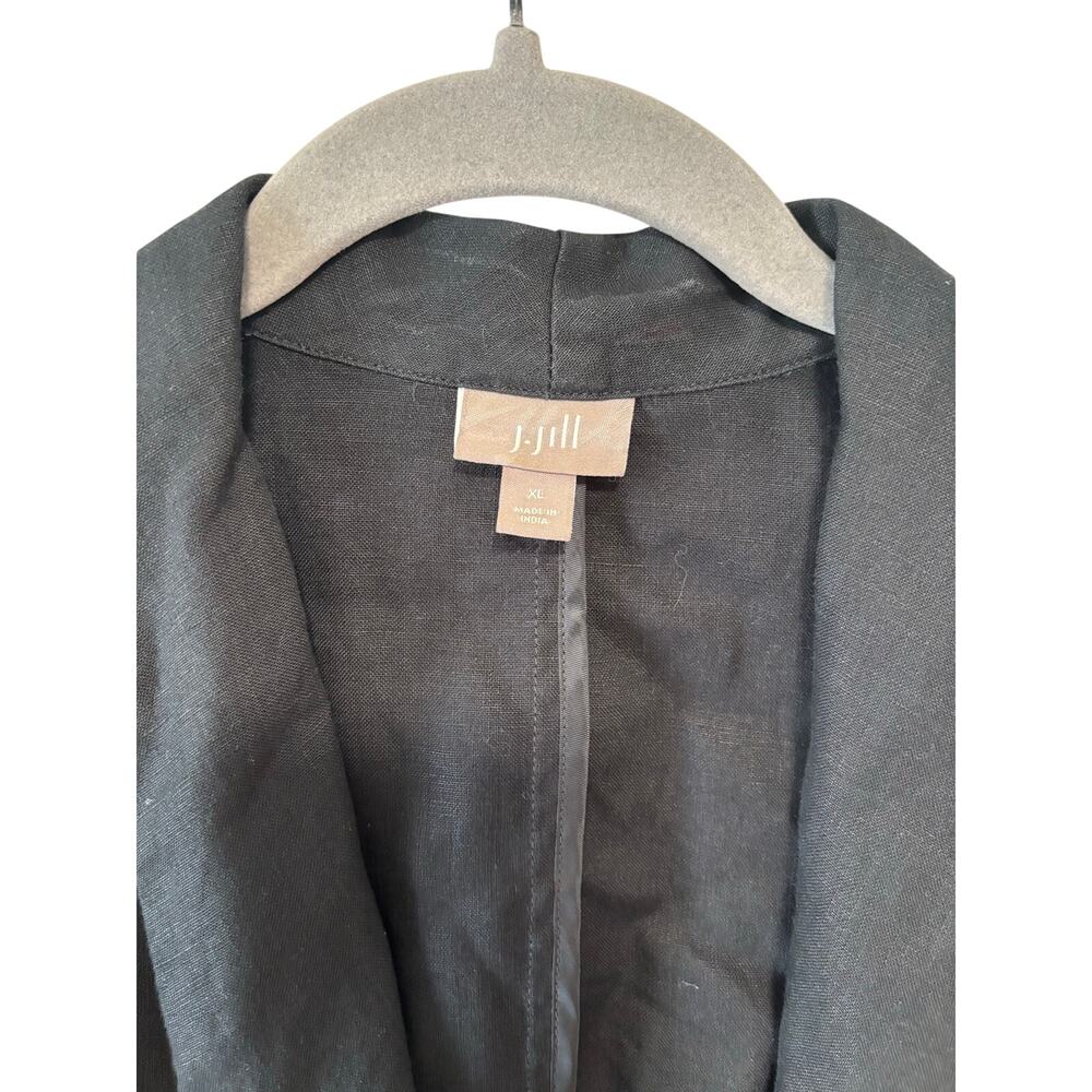 J. Jill Linen Blazer Women’s XL Black Open Front One Button Lightweight Jacket - Picture 6 of 10